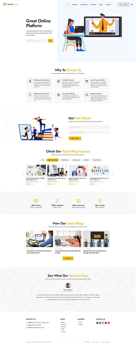 WorldCourse - Online Course Free PSD Website Template