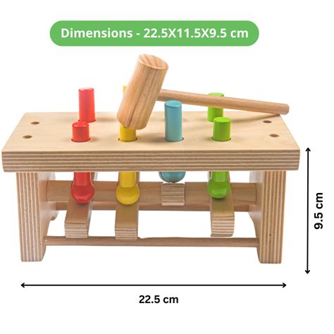 Pounding Bench Wooden Toy with Hammer | Montessori Toys – nestatoys