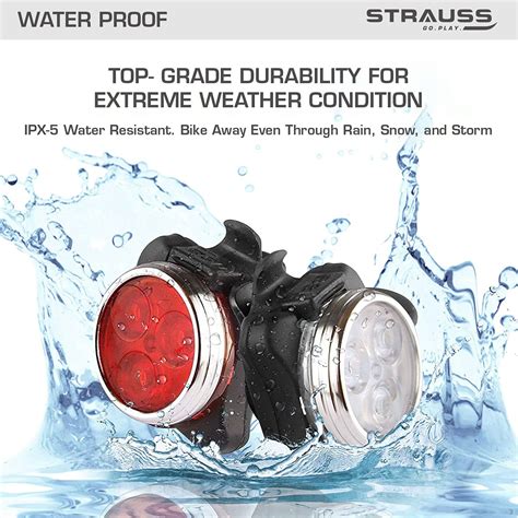 Strauss USB Rechargeable Bicycle Light Set | Super Bright Front Headli ...