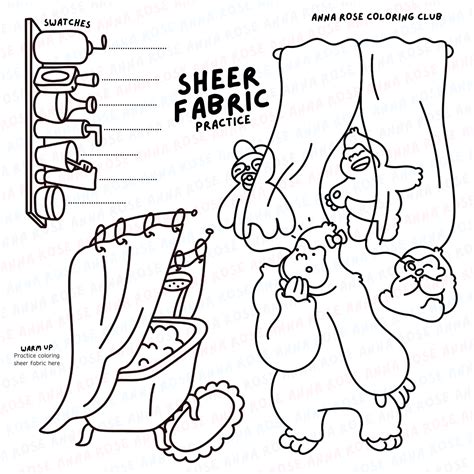 Sheer Fabric Practice Coloring Page - Anna Rose