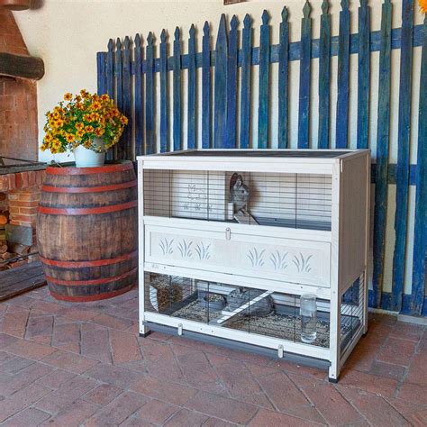 Ferplast FSC Wooden Rabbit Hutch Cottage, Rabbit Cage, Two Large Floors ...