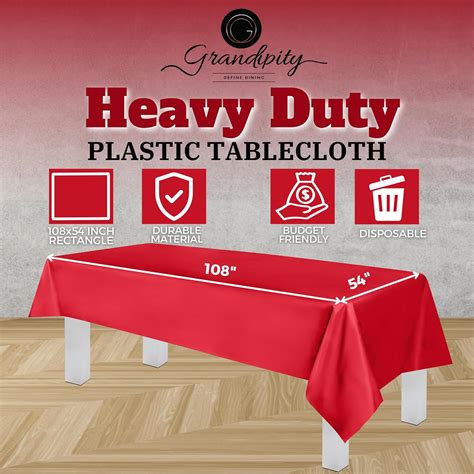 Red Premium Disposable Plastic Tablecloth 54 Inch. x 108 Inch ...