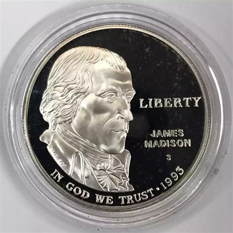 1993-S Bill of Rights James Madison Proof Silver Dollar - Coin Only ...