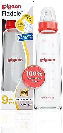 Buy Pigeon Flexible Glass Nursing/Feeding Bottle With Added Nipple L ...