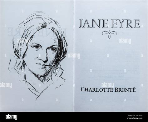 Jane Eyre book - novel by Charlotte Bronte. Title page and drawing of ...