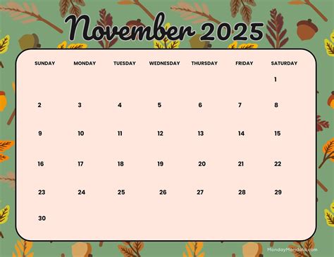 Free Printable November 2025 Calendar - Printable Art and Words