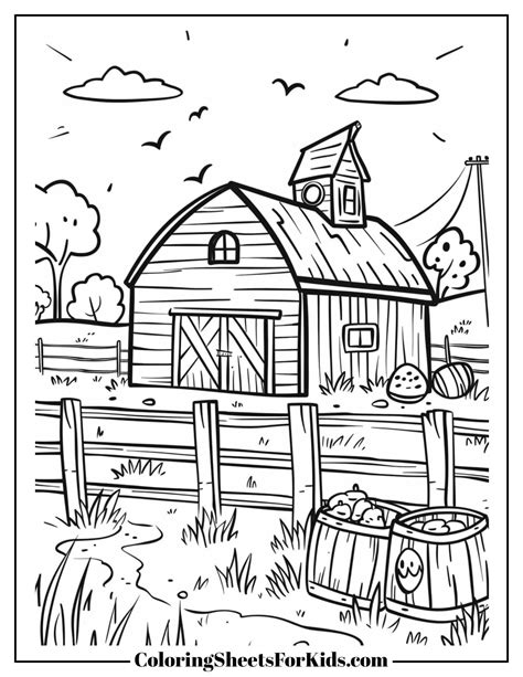 Coloring Pages Of Barns