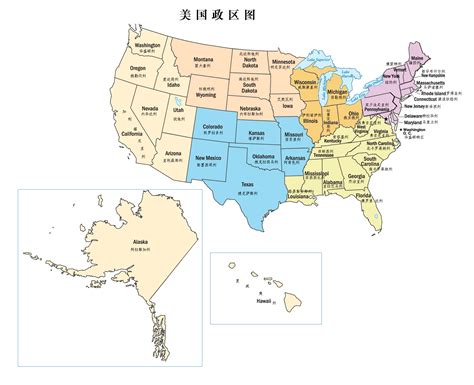 美国行政地图 美国主要城市地图_美国50个州地图