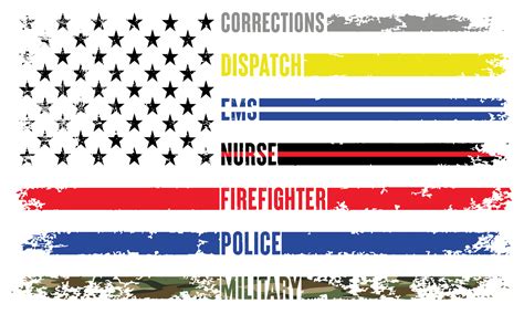 First Responder American Flag With Awareness Colors In Stars And ...