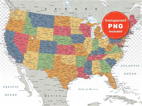 Political Map of USA. Large Detailed United States Map Poster With ...