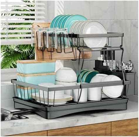 7 code Large Dish Drying Rack, 2-Tier Dish Racks for Kitchen Counter ...