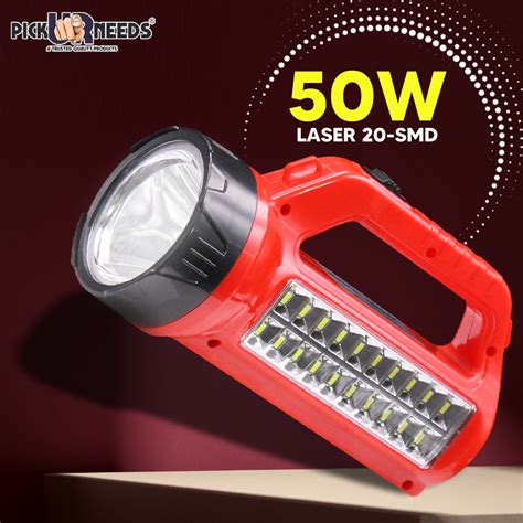 Pick Ur Needs® Bright LED Rechargeable Flashlight 50W + 20 SMD Side Ha