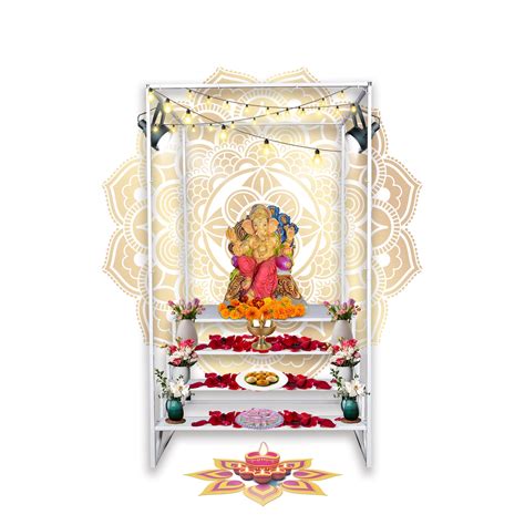 Buy Conex Ganpati and Gauri Mandap Big Stand Metal Pooja Stand For Home ...