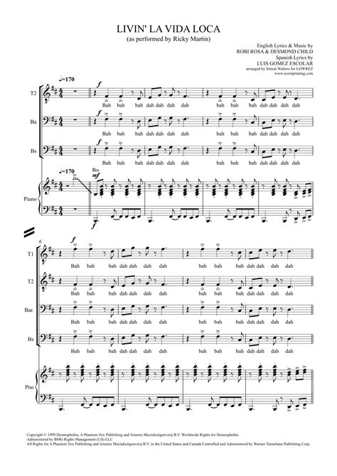 Livin' La Vida Loca (arr. Simon Walters) by Ricky Martin Sheet Music ...
