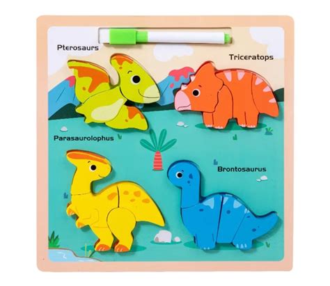 16 Pcs Dino Theme Puzzle With Name And Wrting Board - EKT3181 – Extrokids