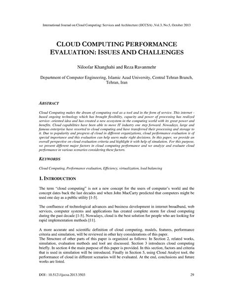 Document - CLOUD COMPUTING PERFORMANCE EVALUATION: ISSUES AND ...