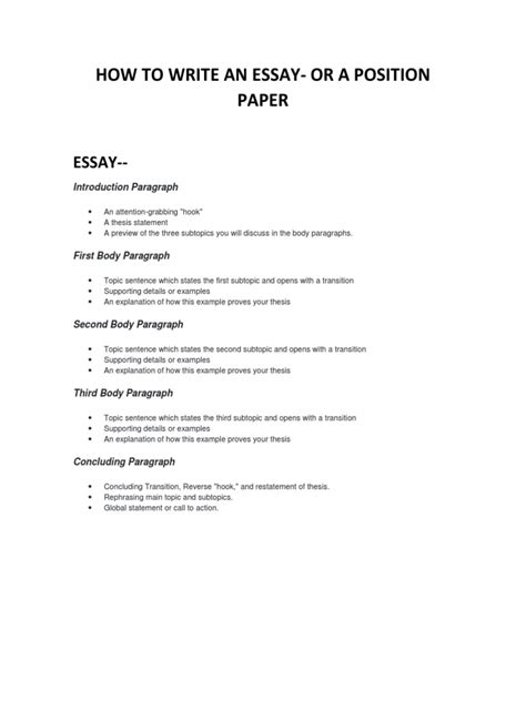 Image result for Sample Position Paper Essay Example