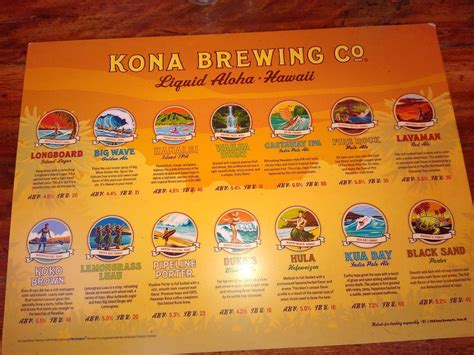 Kona Brewing Company Beer Menu at George Ashcraft blog