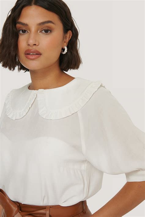 Big Collar Blouse Weiß | NA-KD