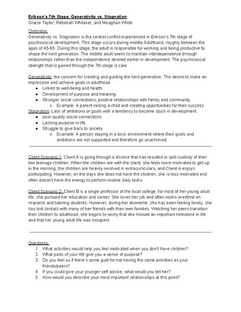 Stage 7 Generativity vs. Stagnation - Erikson’s 7th Stage: Generativity ...