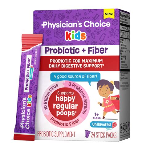 Physician's Choice Kids Probiotic + Prebiotic Fiber Packets (Ages 1+) - Supports Regularity ...