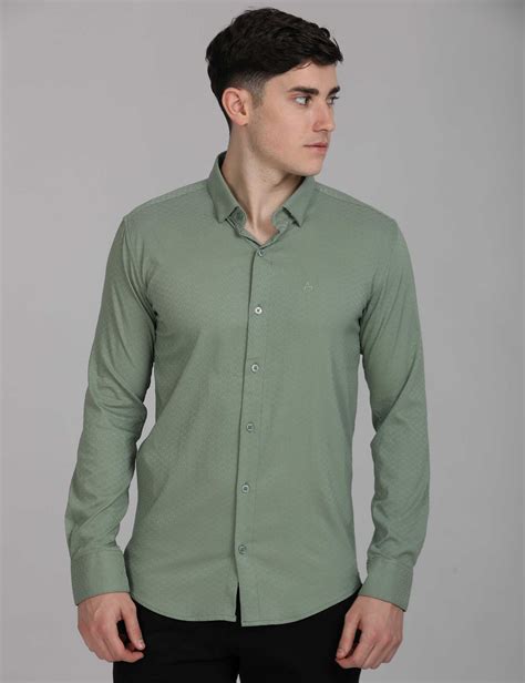 Sage green full sleeve slim shirt – Address Apparels