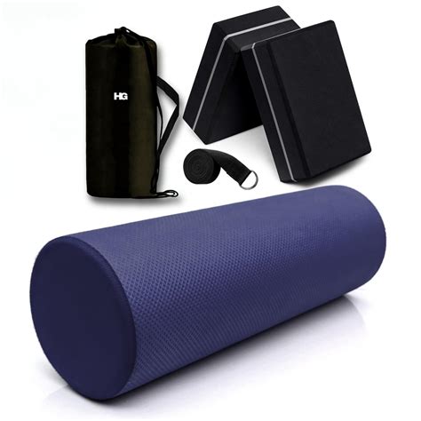 HOMEGALLEY Foam Roller with Yoga Blocks Pack of 2 with Belt for ...