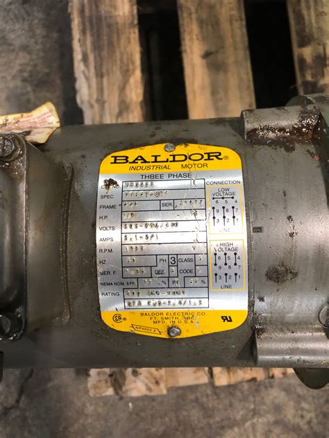 Baldor VM3538 Industrial Motor with Pulley 1/2 HP 1725 RPM 3 PH 56C Frame