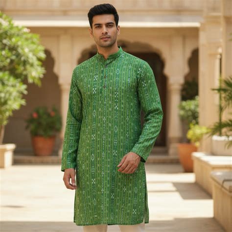 Handloom Mens Green Kurta – WeHandlooms
