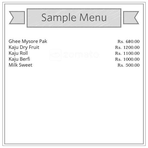 Menu at KC Das - Klassic Foods, Bengaluru