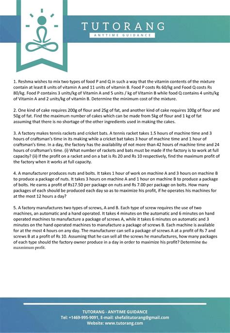 LPP - LPP - Reshma wishes to mix two types of food P and Q in such a ...