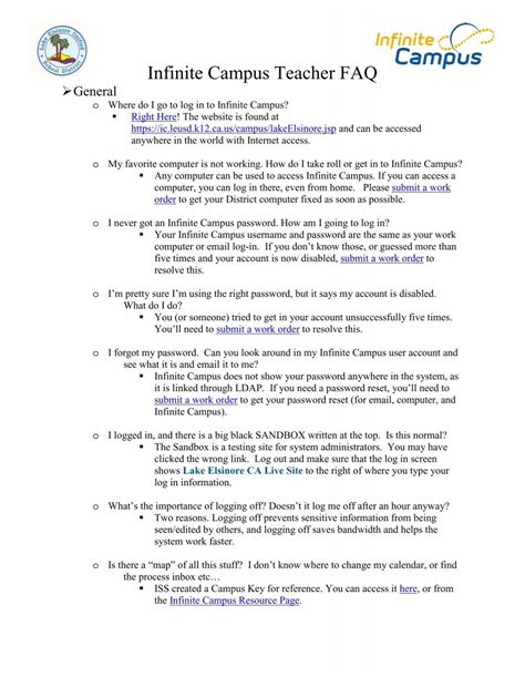Infinite Campus Teacher FAQ - Lake Elsinore Unified School District ...