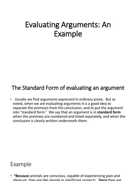 Image result for Example Evaluation of Arguments