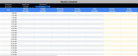 Image result for Making a Weekly Schedule in Excel