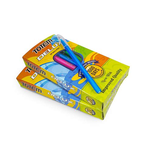TOTEM Delux Ball Pens | 40 Blue Ink Pens | Lightweight & Colourful Body ...