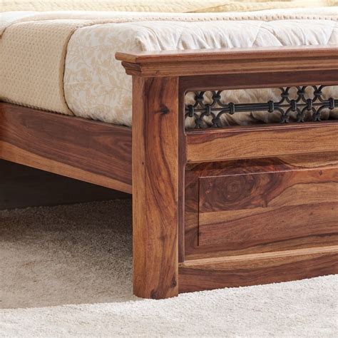 Buy Helios Kian Sheesham Wood Queen Bed - Brown from Helios by Home ...