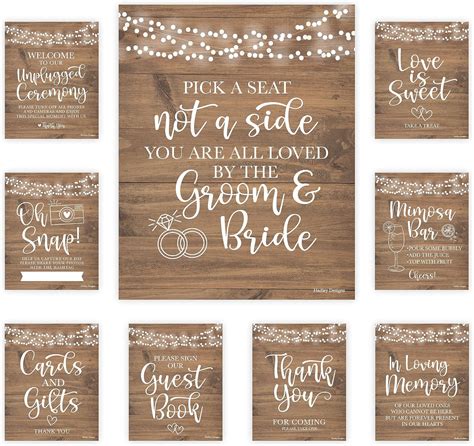 9 Rustic Wedding Signs For Ceremony And Reception - Unplugged Ceremony ...