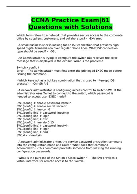 CCNA Practice Exam|61 Questions with Solutions - CCNA - Stuvia US