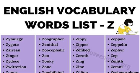 106 Words that Start with Z | English Words Starting with Z - Love English