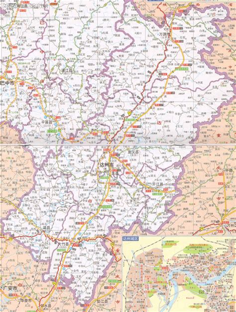 四川达州达川区地图自然地理版 - 达州市地图 - 地理教师网