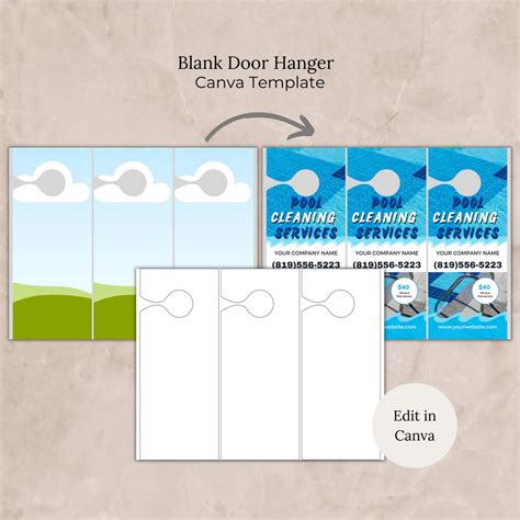 Blank Door Hanger Template Canva, Editable Door Handle Hanger Mockup ...