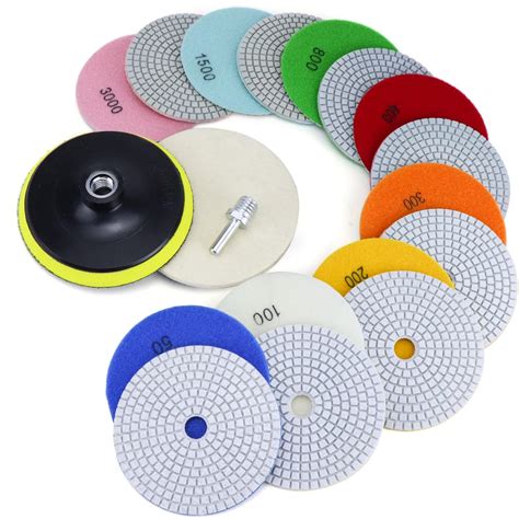 Diamond Polishing Pads 5 Inch with 5/8’’-11 Hook & Loop Backing Pads, 10pcs Wet/Dry Concrete ...