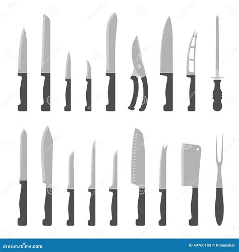Types of Kitchen Knives Set Stock Vector - Illustration of kitchenware ...