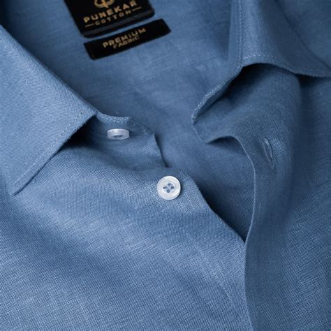 Ice Blue Color 60Lea Pure Linen Shirt For Men – Punekar Cotton