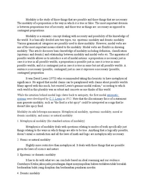 Modality Philosophy | PDF | Modal Logic | Metaphilosophy
