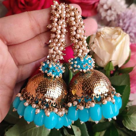 SNERA Gold Plated Beads And Pearls Jhumki Earrings – JewelEMarket