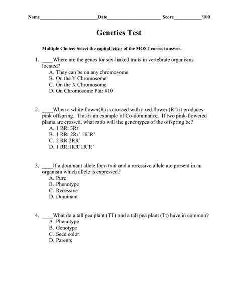 Image result for Genetics Test Questions