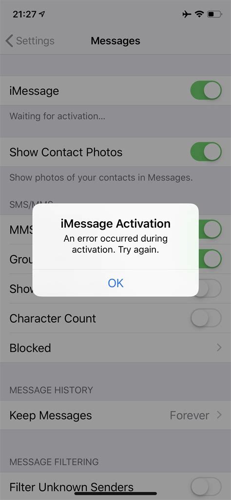 iMessage not activating, I just recently got an iPhone XS and ...