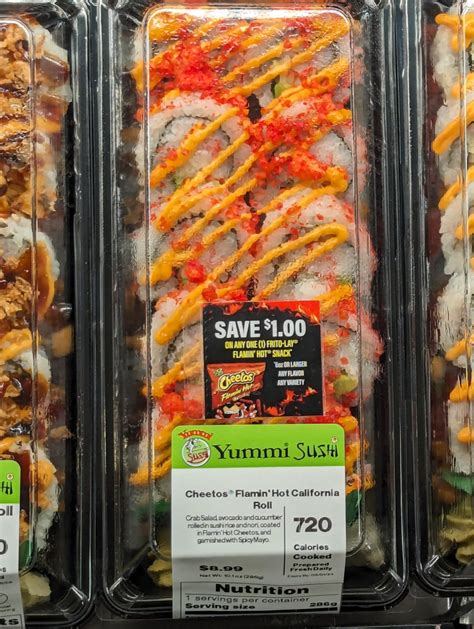 Kroger Sushi is wilin', Hot cheetos Cali roll, WTF : r/StupidFood