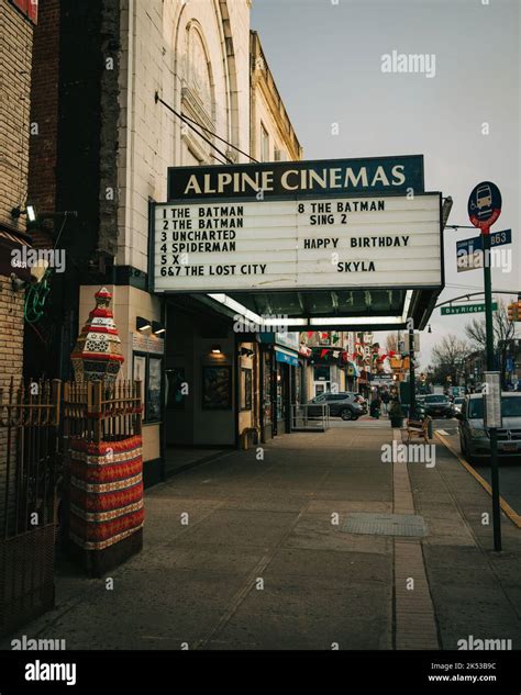 Alpine Cinema vintage sign in Bay Ridge, Brooklyn, New York Stock Photo ...